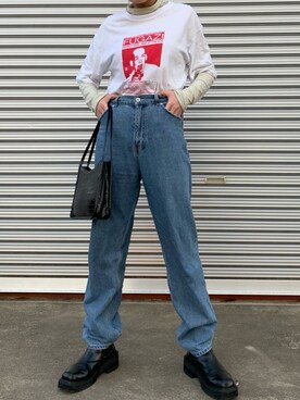 「STYLENANDA（スタイルナンダ）のアイテム（Tシャツ/カットソー）」を使った、YUKIさん（レディース・159cm）の冬コーディネート