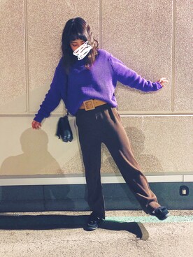「リブニット」｜「アイテム（スリッポン）」を使った、amiさん（レディース・153cm）の秋コーディネート