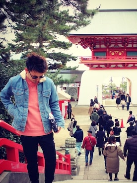 「お正月」｜「アイテム（デニムジャケット）」を使った、龍也さん（メンズ・170cm）の冬コーディネート