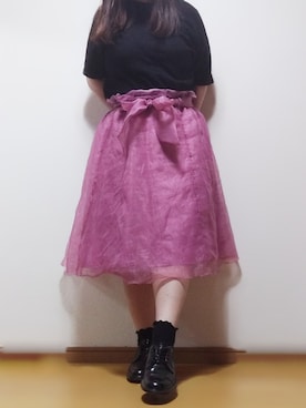 「ぽっちゃり、夏」｜「アイテム（スカート）」を使った、さーさん（レディース・160cm）の夏コーディネート