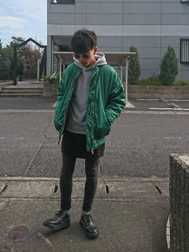 「MISBHV（ミスビヘイブ）のアイテム（パーカー）」を使った、yuuuutoさん（メンズ・168cm）の冬コーディネート