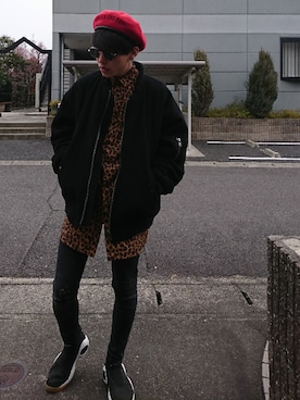 「WHITELAND（ホワイトランド）のアイテム（MA-1）」を使った、yuuuutoさん（メンズ・168cm）の冬コーディネート