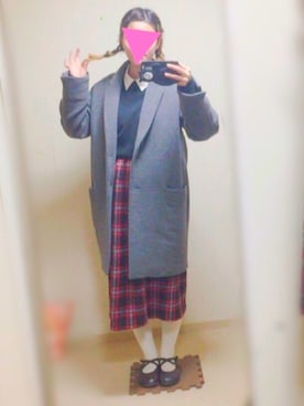 「おさげ」｜「アイテム（ジャケット/アウター）」を使った、あっちゃんさん（レディース・159cm）の冬コーディネート