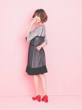 「red」｜「アイテム（パンプス）」を使った、Gracegift-JPさん（レディース・160cm）の冬コーディネート