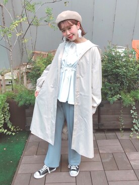 「春物」｜「アイテム（ハンチング/ベレー帽）」を使った、Y u k iさん（レディース・162cm）の春コーディネート