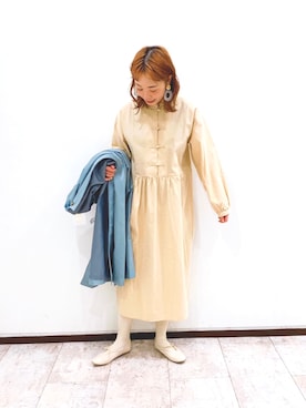 「ダブルボタン」｜「アイテム（ワンピース/ドレス）」を使った、Y u k iさん（レディース・162cm）の冬コーディネート