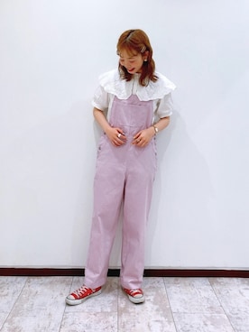 「ehka sopo（エヘカソポ）のアイテム（サロペット/オーバーオール）」を使った、Y u k iさん（レディース・162cm）の春コーディネート