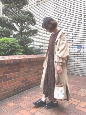 「OZOC（オゾック）のアイテム（トレンチコート）」を使った、みぃさん（レディース・156cm）の春コーディネート