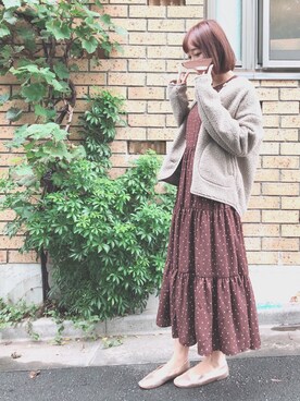 「秋のブラウンスタイル」｜「アイテム（スリッポン）」を使った、みぃさん（レディース・156cm）の秋コーディネート