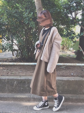 「アイラブCONVERSE」｜「アイテム（その他アウター）」を使った、みぃさん（レディース・156cm）の冬コーディネート