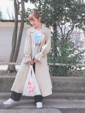 「OZOC（オゾック）のアイテム（トレンチコート）」を使った、みぃさん（レディース・156cm）の冬コーディネート