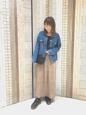 「OZOC（オゾック）のアイテム（デニムジャケット）」を使った、みぃさん（レディース・155cm）の夏コーディネート