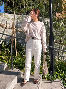 「ハイウエストストレートジーンズ」｜みぃさん（レディース・157cm）の春コーディネート