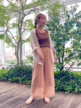 「OZOC（オゾック）のアイテム（タンクトップ）」を使った、みぃさん（レディース・157cm）の夏コーディネート