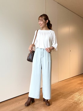 「OZOC（オゾック）のアイテム（シャツ/ブラウス）」を使った、みぃさん（レディース・157cm）の秋コーディネート
