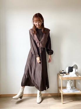 「OZOC（オゾック）のアイテム（ワンピース/ドレス）」を使った、みぃさん（レディース・157cm）の秋コーディネート