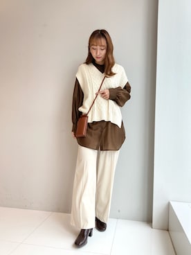 「OZOC（オゾック）のアイテム（ベスト）」を使った、みぃさん（レディース・157cm）の秋コーディネート