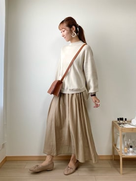 「OZOC（オゾック）のアイテム（セットアップ）」を使った、みぃさん（レディース・157cm）の秋コーディネート