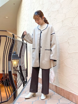 「OZOC（オゾック）のアイテム（セットアップ）」を使った、みぃさん（レディース・157cm）の秋コーディネート