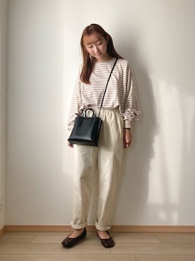 「OZOC（オゾック）のアイテム（Tシャツ/カットソー）」を使った、みぃさん（レディース・157cm）の秋コーディネート