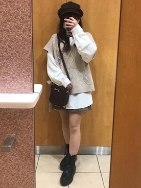 「OZOC（オゾック）のアイテム（帽子）」を使った、えむさん（レディース・150cm）の秋コーディネート