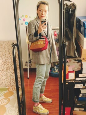 「LAP（ラップ）のアイテム（ジャケット/アウター）」を使った、沈小欠十分想见本命和新欢さん（レディース・163cm）の春コーディネート