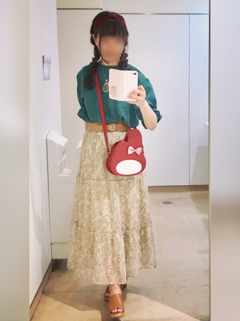 「RETRO GIRLのアイテム（シャツ/ブラウス、グリーン系）」を使った、yuiさん（レディース・156cm）の夏コーディネートの1枚目の写真