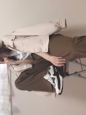 「ブラウンパンツ」｜「アイテム（レッグウェア）」を使った、443さん（レディース・157cm）の春コーディネート