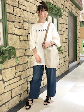 「CONVERSE（コンバース）のアイテム（ショルダーバッグ）」を使った、nahoさん（レディース・166cm）の夏コーディネート