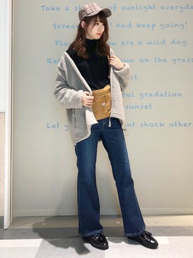 「Right-on（ライトオン）のアイテム（その他アウター）」を使った、nahoさん（レディース・166cm）の秋コーディネート