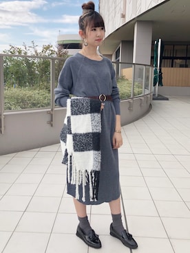 「Right-on（ライトオン）のアイテム（ワンピース/ドレス）」を使った、nahoさん（レディース・166cm）の秋コーディネート