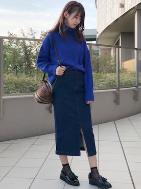 「アイテム（デニムスカート）」を使った、nahoさん（レディース・166cm・20代）の秋コーディネート