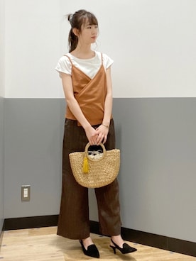 「アイテム（キャミソール、オレンジ系）」を使った、nahoさん（レディース・166cm）の春コーディネート