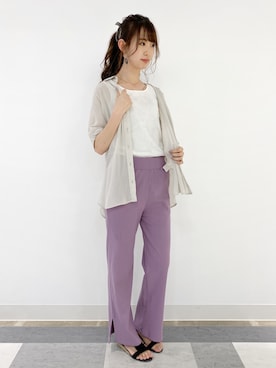 「透けトップス」｜nahoさん（レディース・166cm）の夏コーディネート