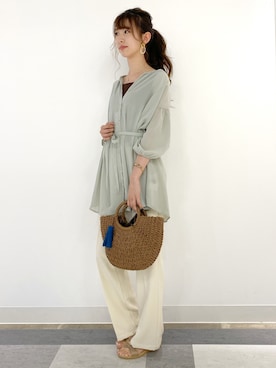 「シャツワンピ」｜nahoさん（レディース・166cm）の夏コーディネート