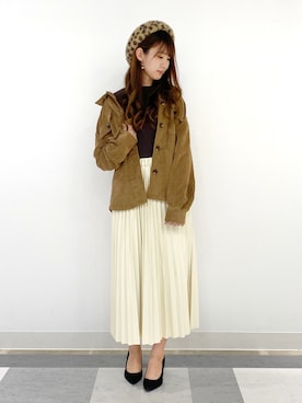 「Right-on（ライトオン）のアイテム（ハンチング/ベレー帽）」を使った、nahoさん（レディース・166cm）の秋コーディネート