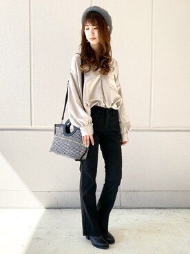 「Right-on（ライトオン）のアイテム（ハンチング/ベレー帽）」を使った、nahoさん（レディース・166cm）の秋コーディネート