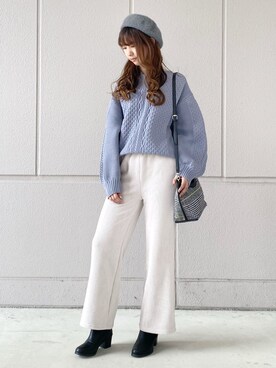 「Right-on（ライトオン）のアイテム（ハンチング/ベレー帽）」を使った、nahoさん（レディース・166cm）の秋コーディネート