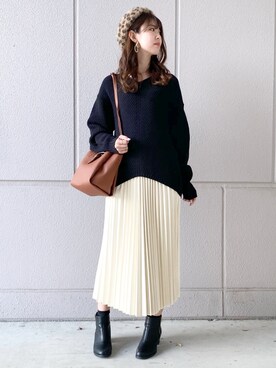 「Right-on（ライトオン）のアイテム（ハンチング/ベレー帽）」を使った、nahoさん（レディース・166cm）の冬コーディネート