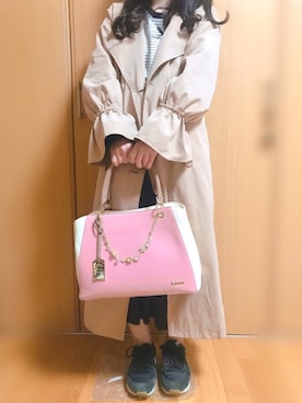 「AS KNOW AS plus（アズノゥアズプラス）のアイテム（トレンチコート）」を使った、ゆゆさん（レディース・150cm）の春コーディネート
