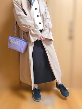 「AS KNOW AS plus（アズノゥアズプラス）のアイテム（トレンチコート）」を使った、ゆゆさん（レディース・150cm）の春コーディネート