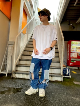 「ADER error（アーダーエラー）のアイテム（パンツ）」を使った、SUNAさん（メンズ・165cm）の夏コーディネート