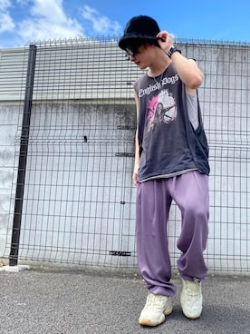 「MONKEY TIME（モンキータイム）のアイテム（タンクトップ）」を使った、SUNAさん（メンズ・165cm）の夏コーディネート
