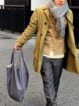 FREDY&GLOSTERのステンカラーコートを使った人気ファッション