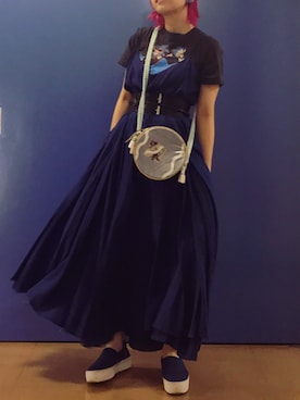 「blue」｜「アイテム（スリッポン）」を使った、千紘さん（レディース・154cm）の夏コーディネート