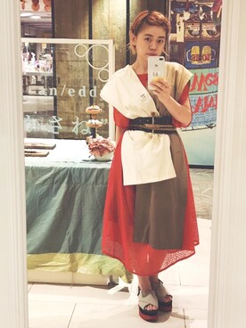 「nusumigui（ヌスミグイ）のアイテム」を使った、千紘さん（レディース・154cm）の夏コーディネート