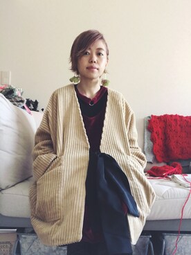 「アイテム（イヤリング）」を使った、千紘さん（レディース・154cm・20代）の秋コーディネート