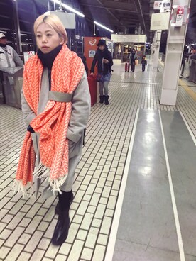 「sneeuw（スニュウ）のアイテム（ジャケット/アウター）」を使った、千紘さん（レディース・154cm）の冬コーディネート