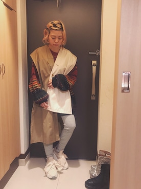 「nusumigui（ヌスミグイ）のアイテム」を使った、千紘さん（レディース・154cm）の冬コーディネート