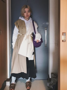 「nusumigui（ヌスミグイ）のアイテム」を使った、千紘さん（レディース・154cm）の春コーディネート